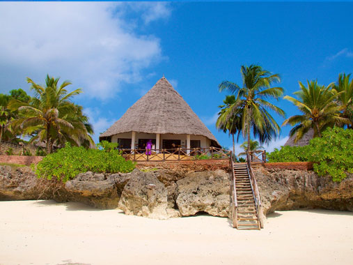 A stunning view of Zanzibar’s white sandy beaches and crystal-clear turquoise waters.